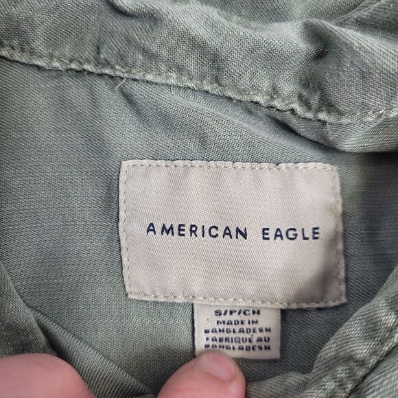 AMERICAN EAGLE green gorp long sleeve utility button up shirt S - Picture 4 of 9
